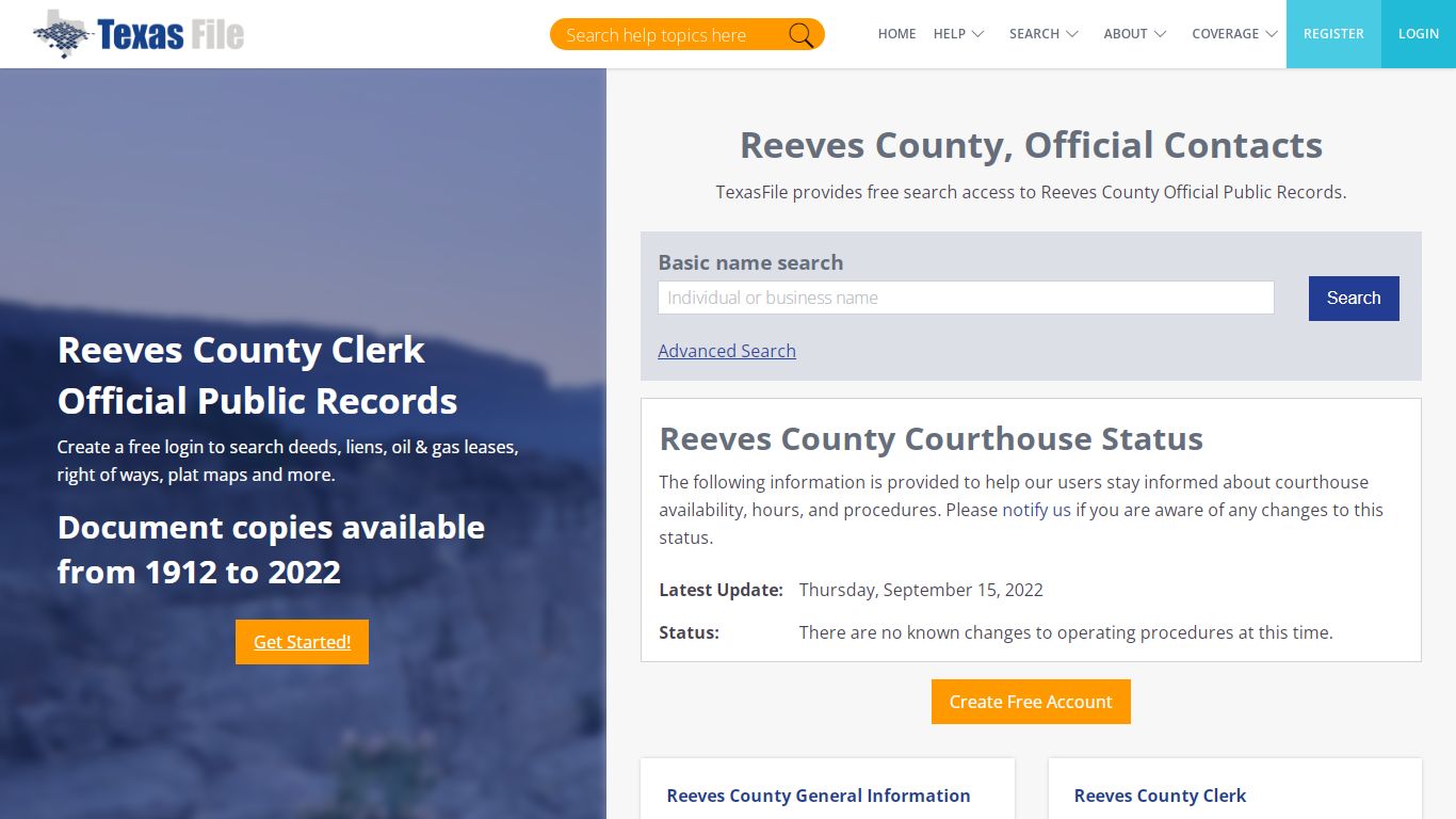 Reeves County Clerk Official Public Records | TexasFile
